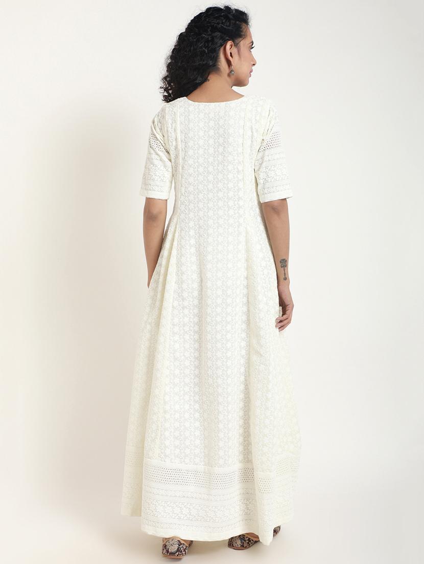 White solid cotton maxi dress - 15049917 - Zoom Image - 3