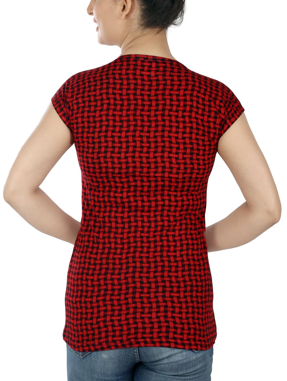 red printed cotton tee - 15050316 - Zoom Image - 3