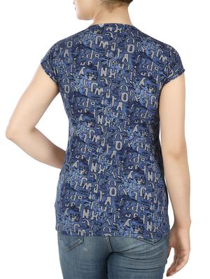 blue cotton printed tee - 15050332 - Standard Image - 3