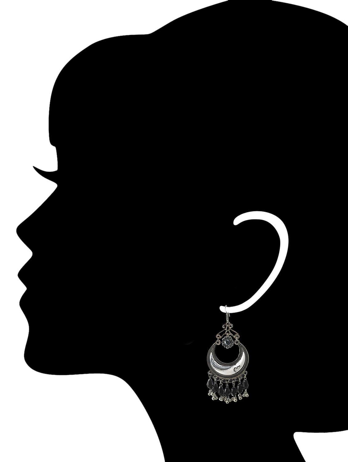 black metal drop earrings - 15050511 - Zoom Image - 3