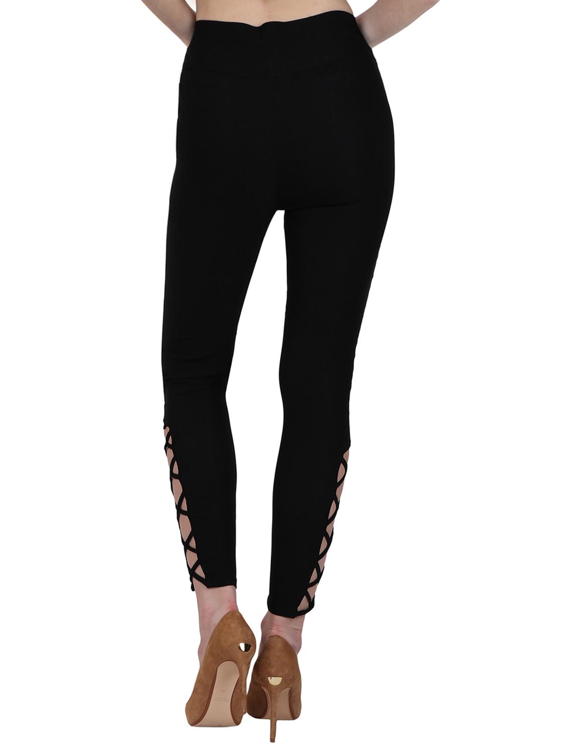 solid black cotton lycra jegging - 15050748 - Zoom Image - 3