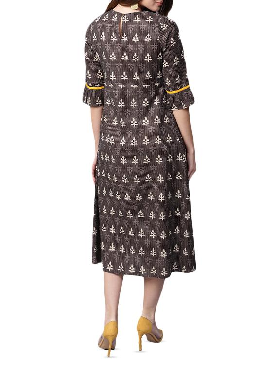 kantha stitch contrast detail a-line dress - 15052412 - Zoom Image - 3