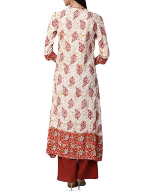 white rayon a-line kurta - 15052452 - Standard Image - 3