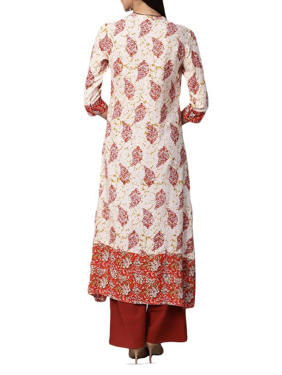 white rayon a-line kurta - 15052452 - Zoom Image - 3