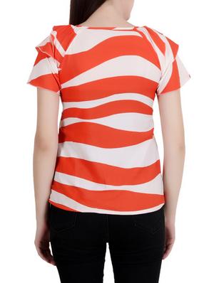 orange crepe printed top - 15053646 - Standard Image - 3