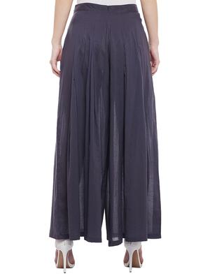 grey solid cotton palazzo - 15054068 - Standard Image - 3