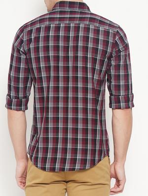 maroon cotton casual shirt - 15054105 - Standard Image - 3