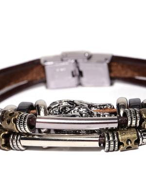 brown silver beaded bracelet - 15055165 - Standard Image - 3