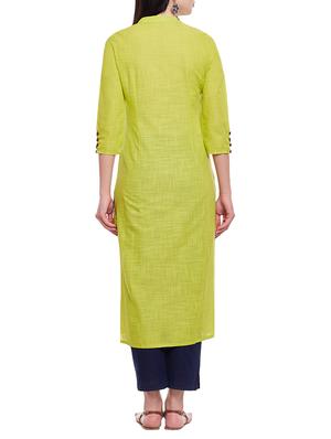 green viscose straight kurta - 15056028 - Standard Image - 3