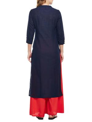 blue rayon straight kurta - 15056029 - Standard Image - 3