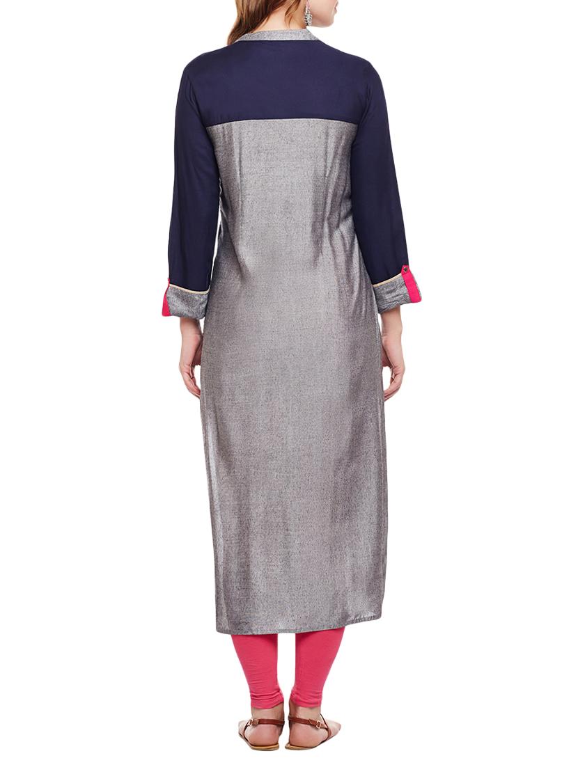straight embroidered kurta - 15056031 - Zoom Image - 3