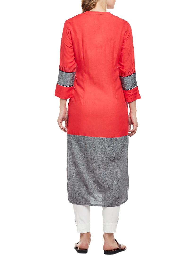straight embroidered kurta - 15056037 - Zoom Image - 3