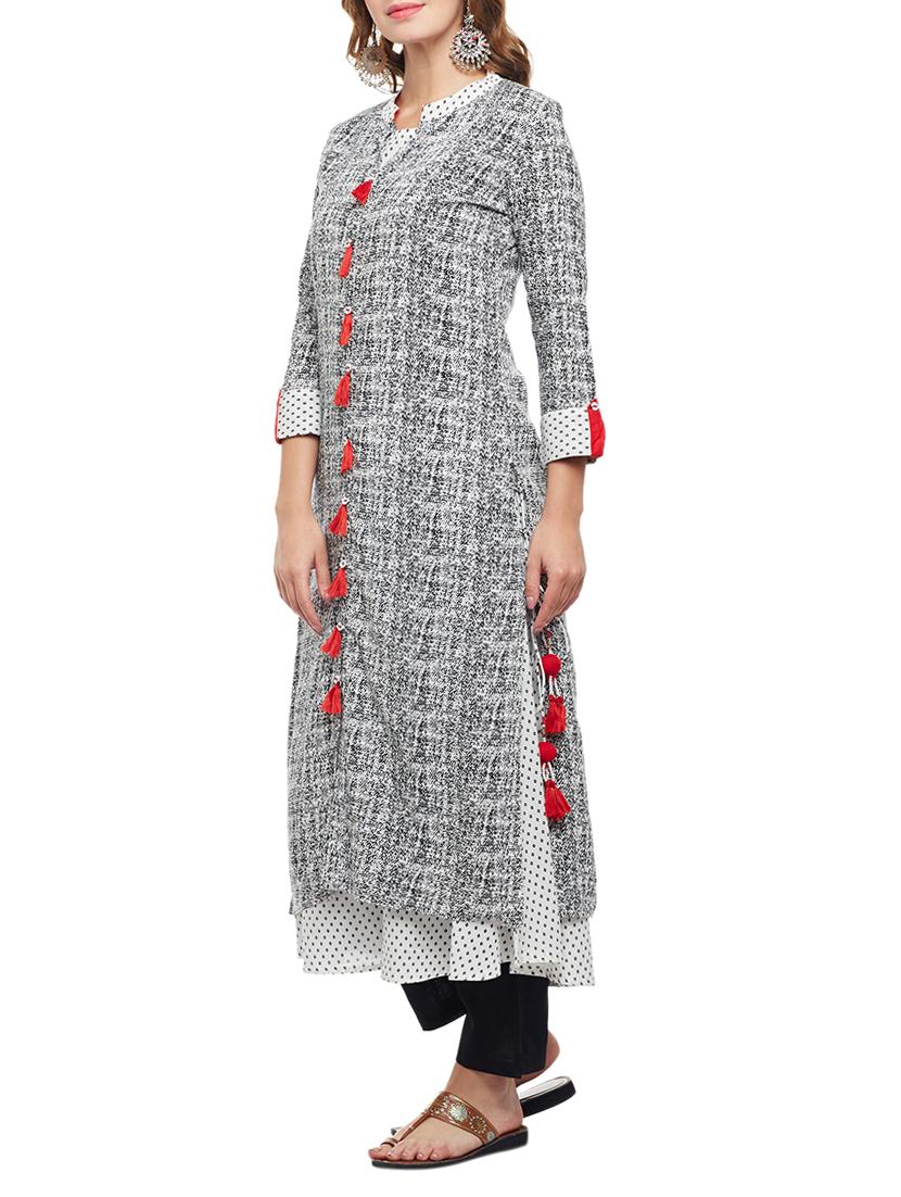 layered kurta with tassels - 15056069 - Zoom Image - 3