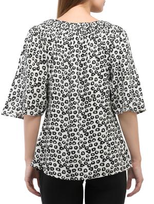 white animal printed rayon top - 15057359 - Standard Image - 3