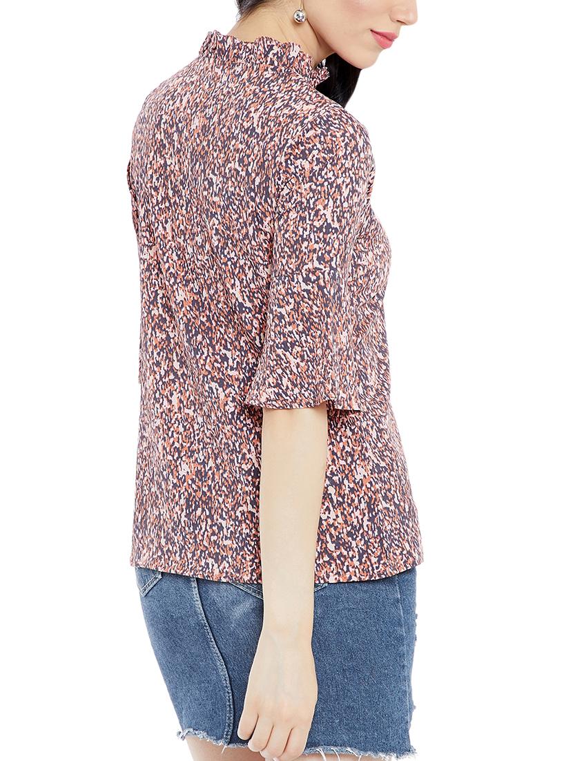 brown crepe printed top - 15057363 - Zoom Image - 3
