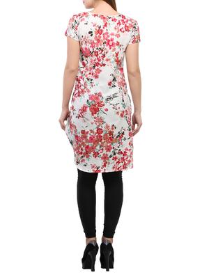 white crepe floral high-low tunic - 15057372 - Standard Image - 3
