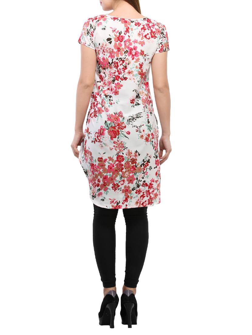 white crepe floral high-low tunic - 15057372 - Zoom Image - 3