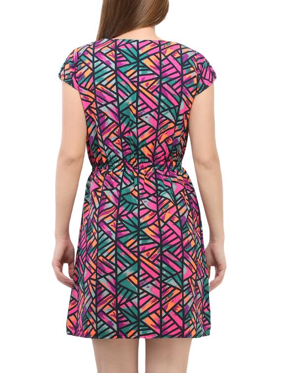 pink crepe printed fit and flare dress - 15057382 - Zoom Image - 3
