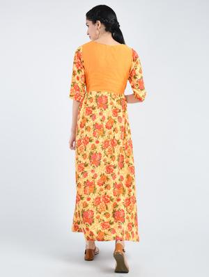 yellow rayon a-line kurta - 15057664 - Standard Image - 3