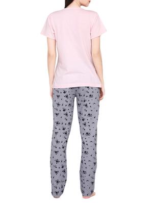 solid tee with floral pajama set - 15059004 - Standard Image - 3