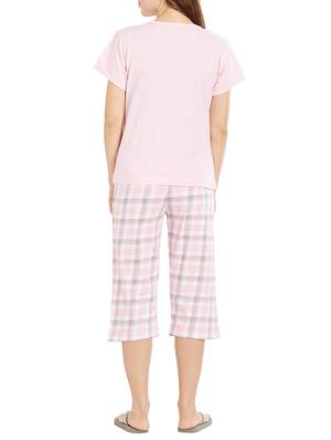 pink cotton nightwear capri set - 15059268 - Standard Image - 3