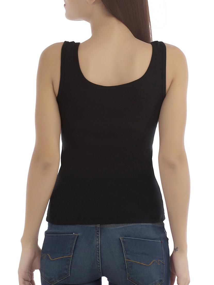 black solid cotton tank tee - 15061040 - Zoom Image - 3