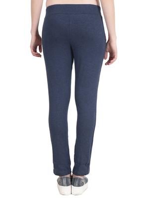 blue solid cotton track pants - 15061290 - Standard Image - 3