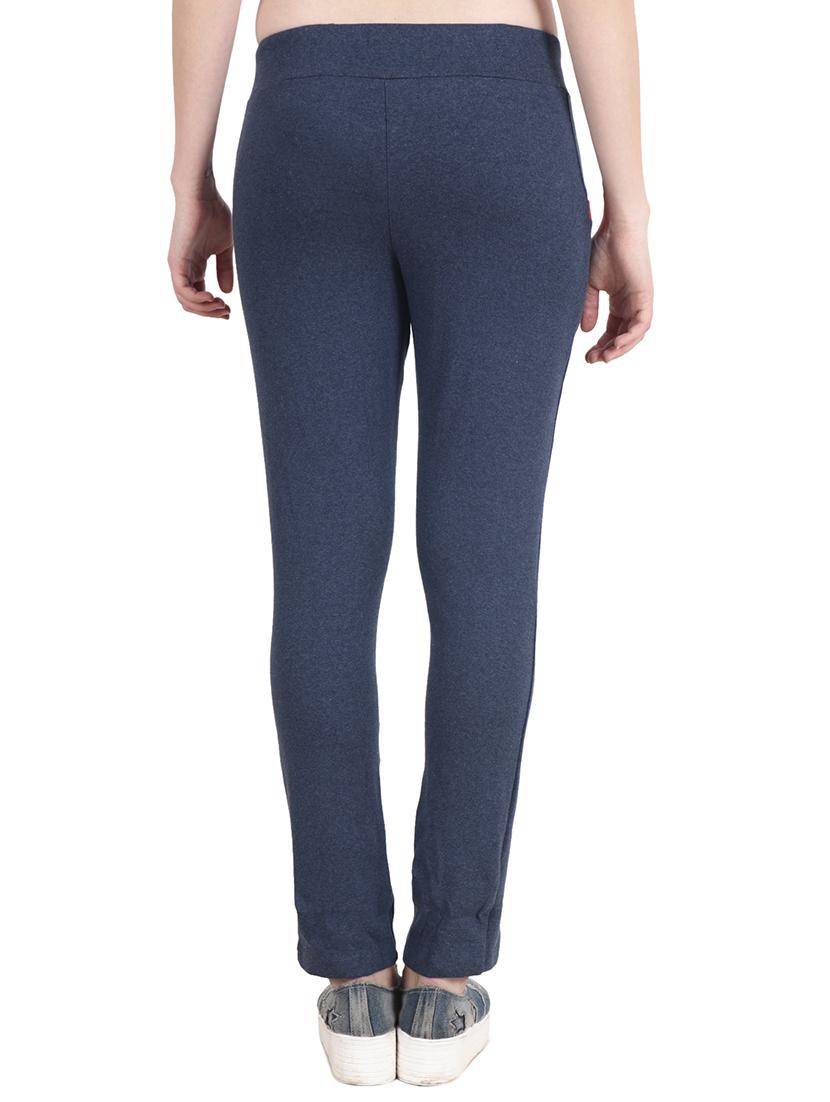 blue solid cotton track pants - 15061290 - Zoom Image - 3