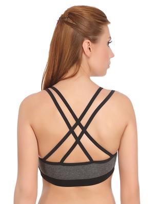 grey cotton sports bra - 15061697 - Standard Image - 3