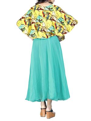 yellow printed layered maxi dress - 15063561 - Standard Image - 3