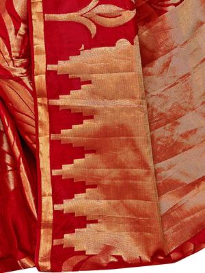 red art silk kanjivaram saree with blouse - 15063669 - Standard Image - 3