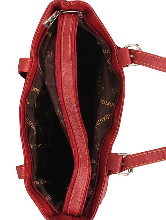 maroon leatherette regular handbag - 15066868 - Zoom Image - 3