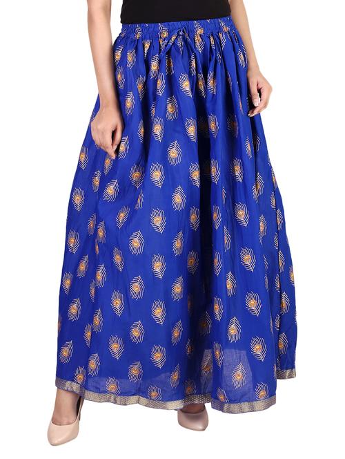 blue cotton flared skirt - 15068170 - Very Small Image - 1