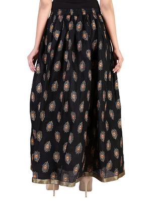 black cotton flared skirt - 15068171 - Standard Image - 3