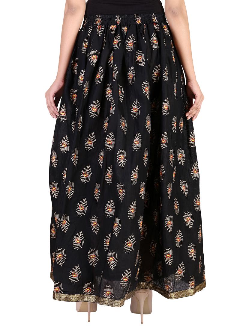 black cotton flared skirt - 15068171 - Zoom Image - 3