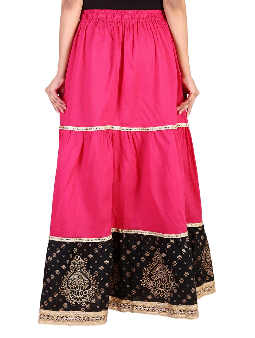 pink cotton flared skirt - 15068180 - Zoom Image - 3