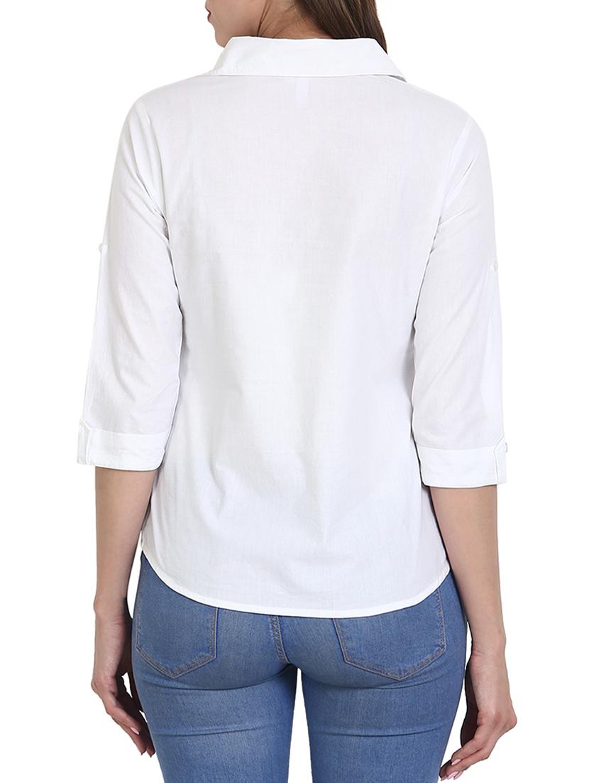 white poly crepe regular shirt - 15068537 - Zoom Image - 3