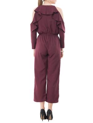 purple crepe full leg jumpsuit - 15068707 - Standard Image - 3