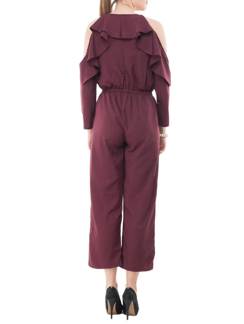 purple crepe full leg jumpsuit - 15068707 - Zoom Image - 3