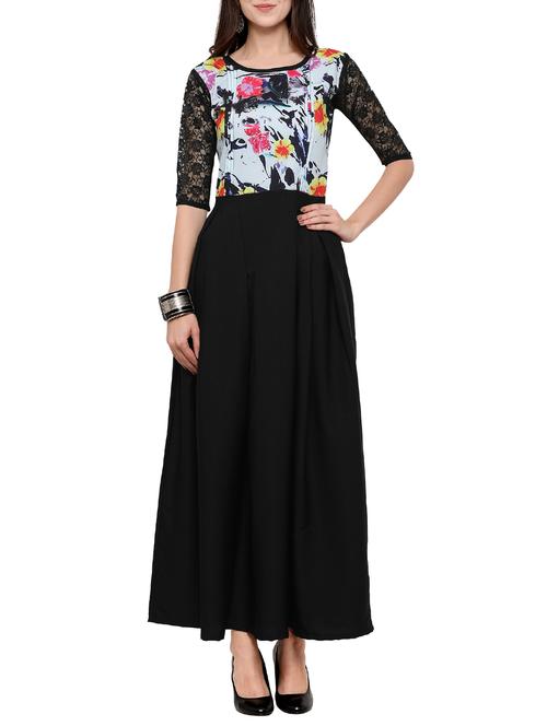 lace sleeved pleated maxi dress - 15070417 - Very Small Image - 1