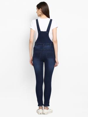navy blue solid denim dungree - 15070424 - Standard Image - 3