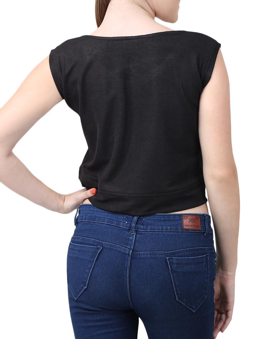 black solid crop top - 15071163 - Zoom Image - 3