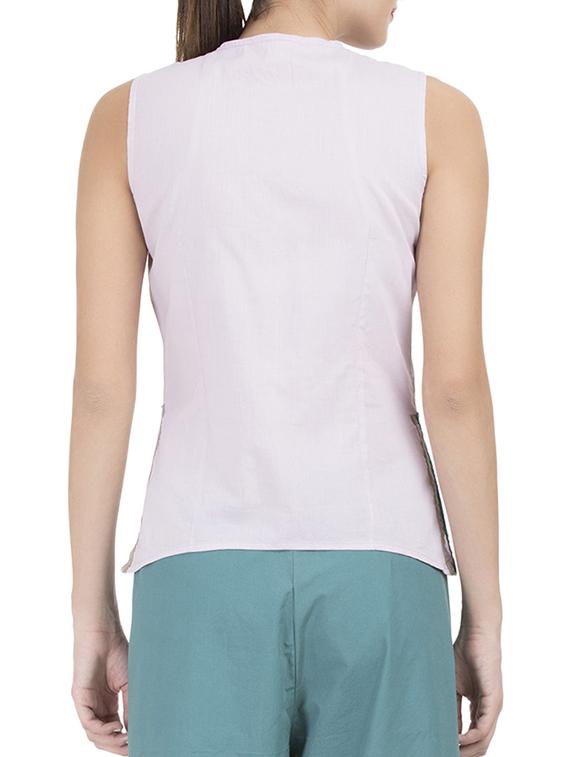 white solid cotton asymmetric shirt - 15071228 - Zoom Image - 3