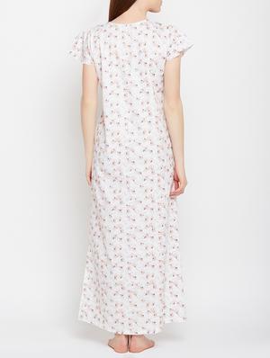 white printed cotton gown - 15076080 - Standard Image - 3