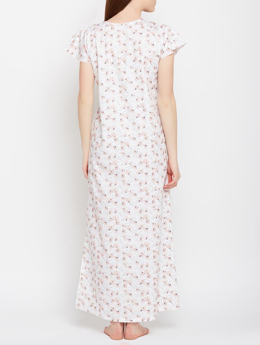 white printed cotton gown - 15076080 - Zoom Image - 3