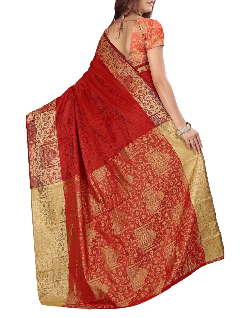 silk jacquard woven saree with blouse - 15076324 - Zoom Image - 3