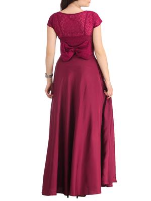 purple solid crepe gown dress - 15078413 - Standard Image - 3