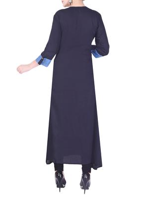 Blue rayon layered kurta - 15081312 - Standard Image - 3