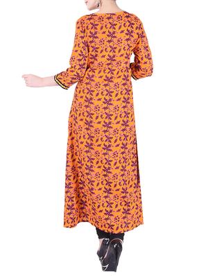 Orange rayon layered kurta - 15081313 - Standard Image - 3