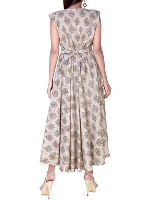 beige cotton a-line kurta - 15081338 - Standard Image - 3